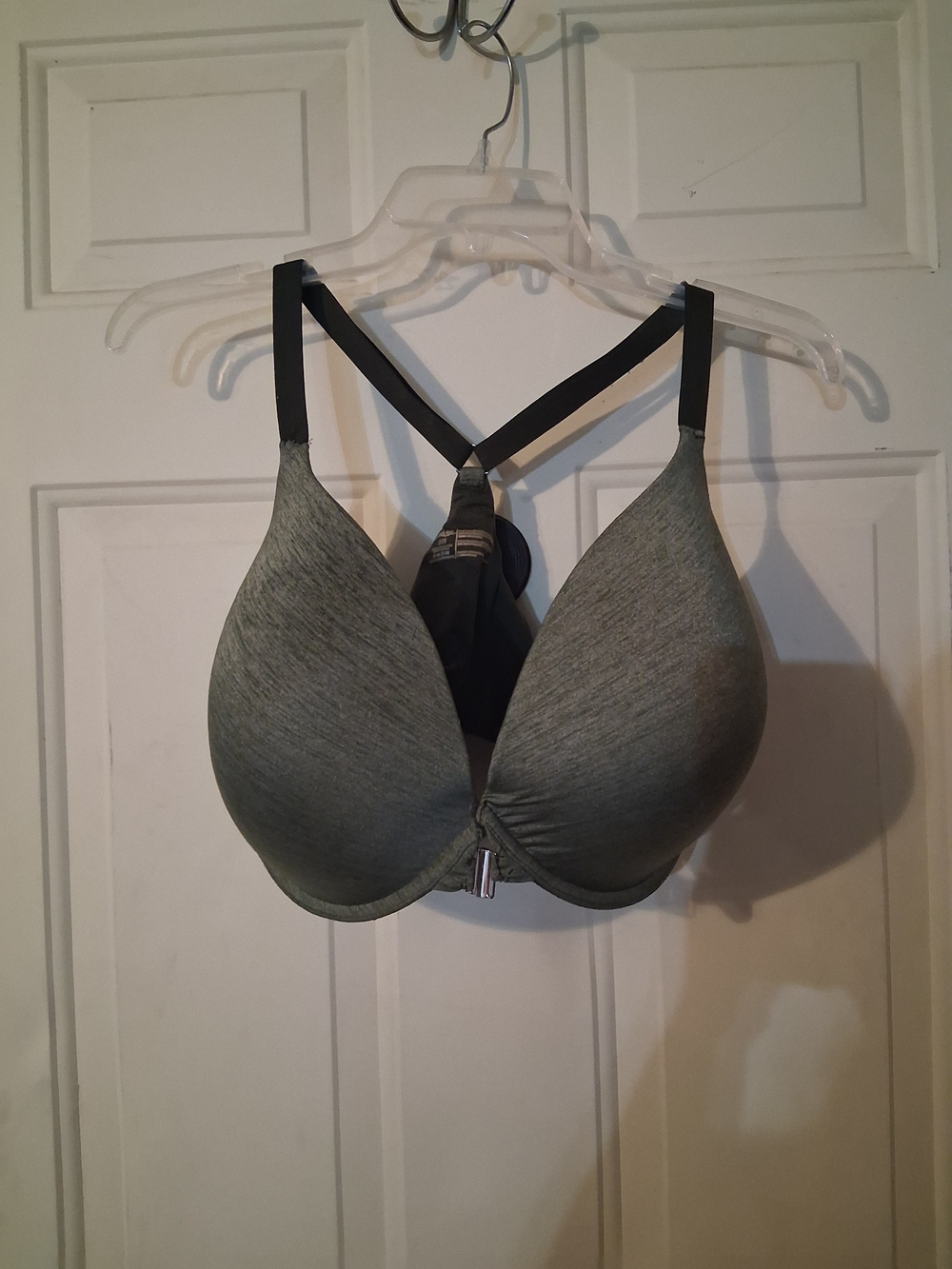 Adore Me Heather Gray Push-Up Racerback T-Shirt Bra with Black Straps
